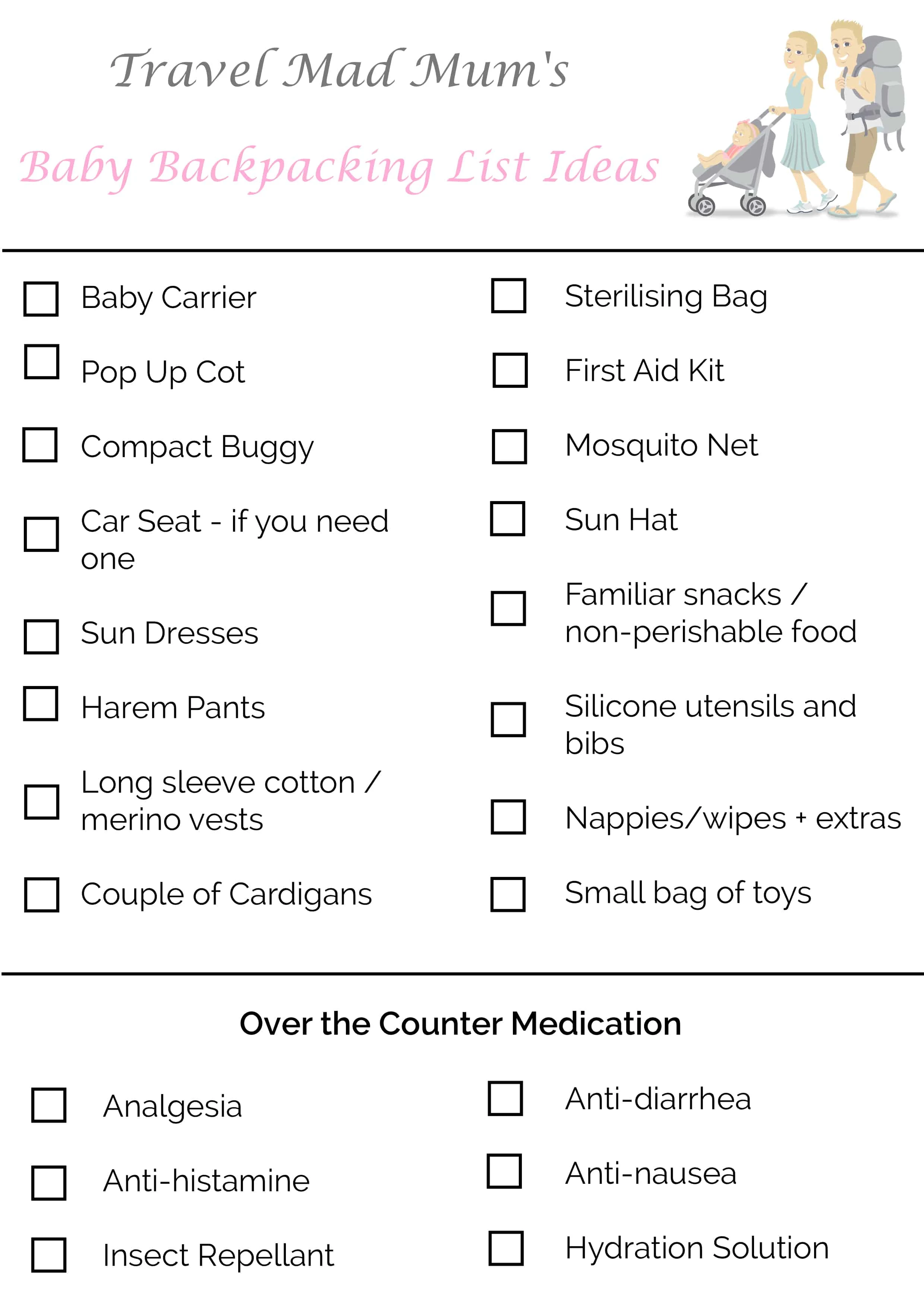 Backpacking with a baby - Baby Packing List
