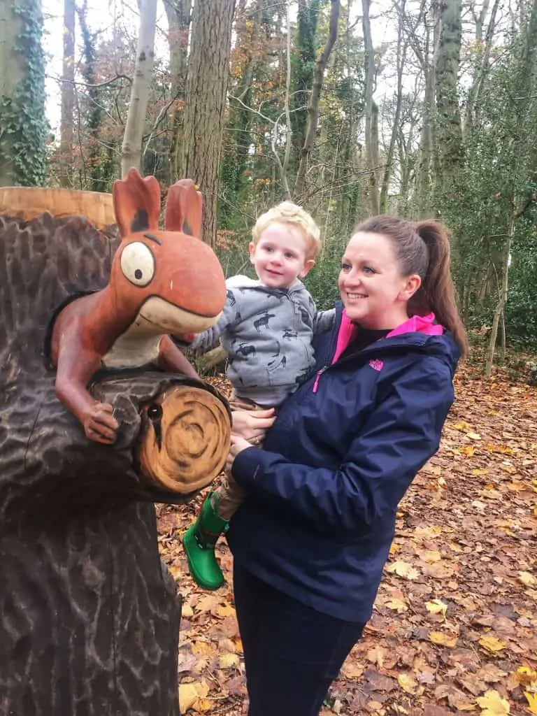 My son and I at the Gruffalo at Westonbirt Arboretum 