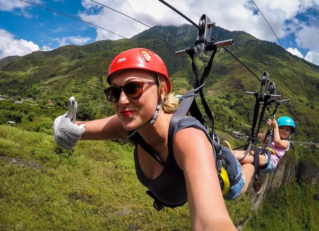 Zipping across a canyon in Ecuador 