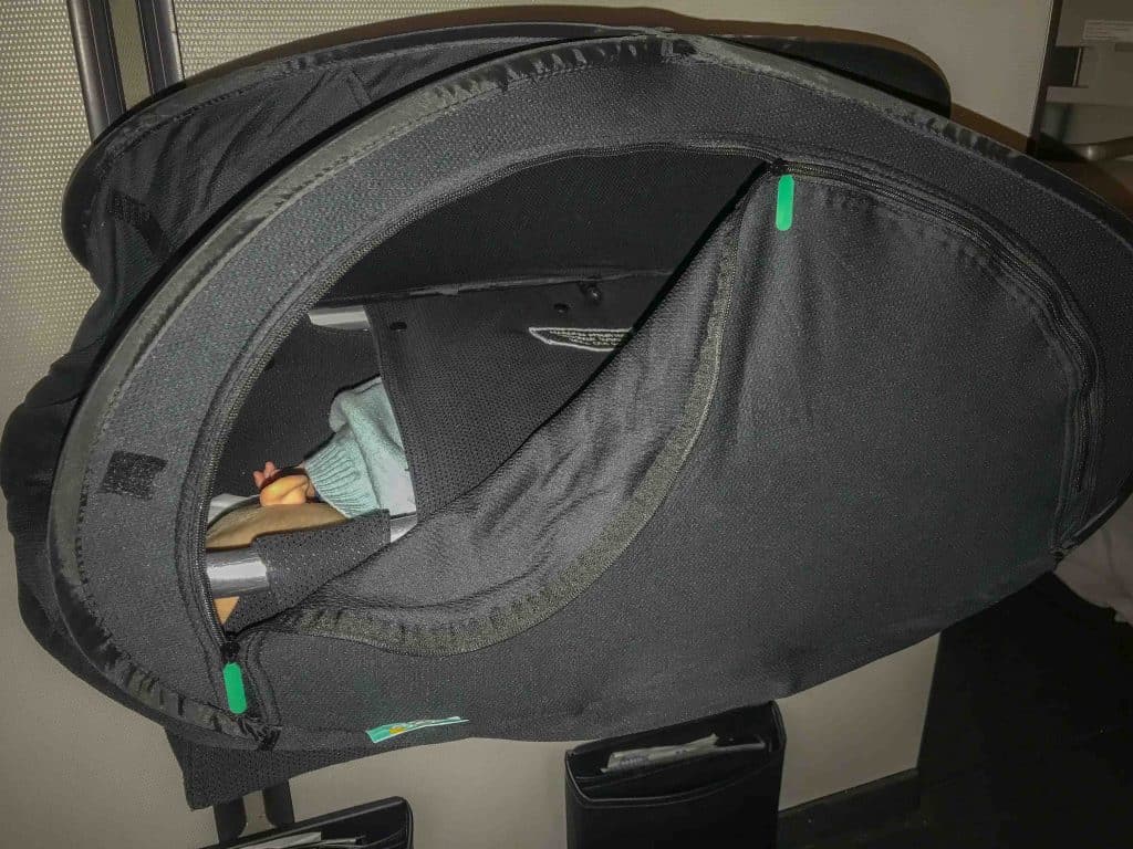 Flying with a toddler - bassinet cover