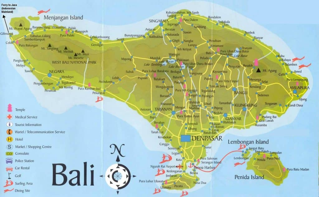 map of bali 
