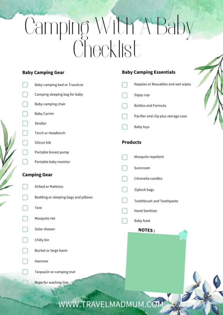 camping with baby checklist