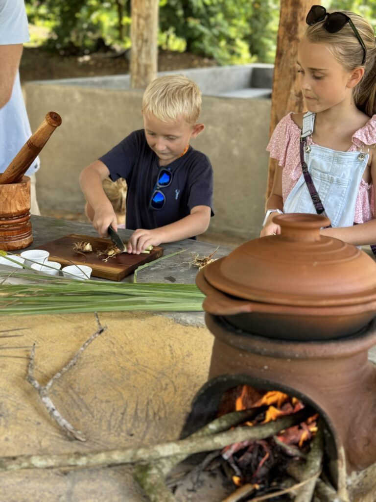 cooking at midigama fruit farm 