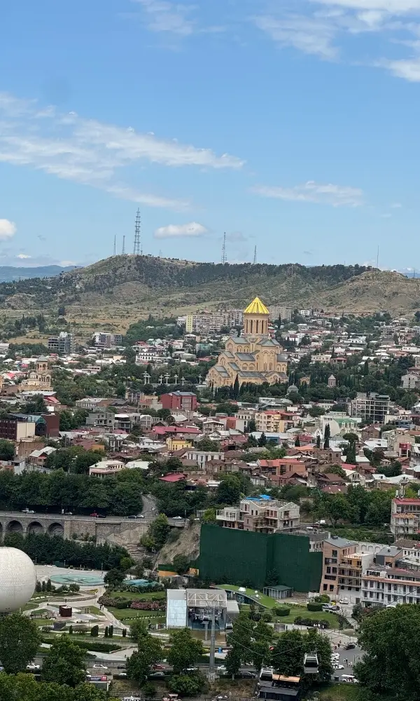 view from the cable car in Tbilisi